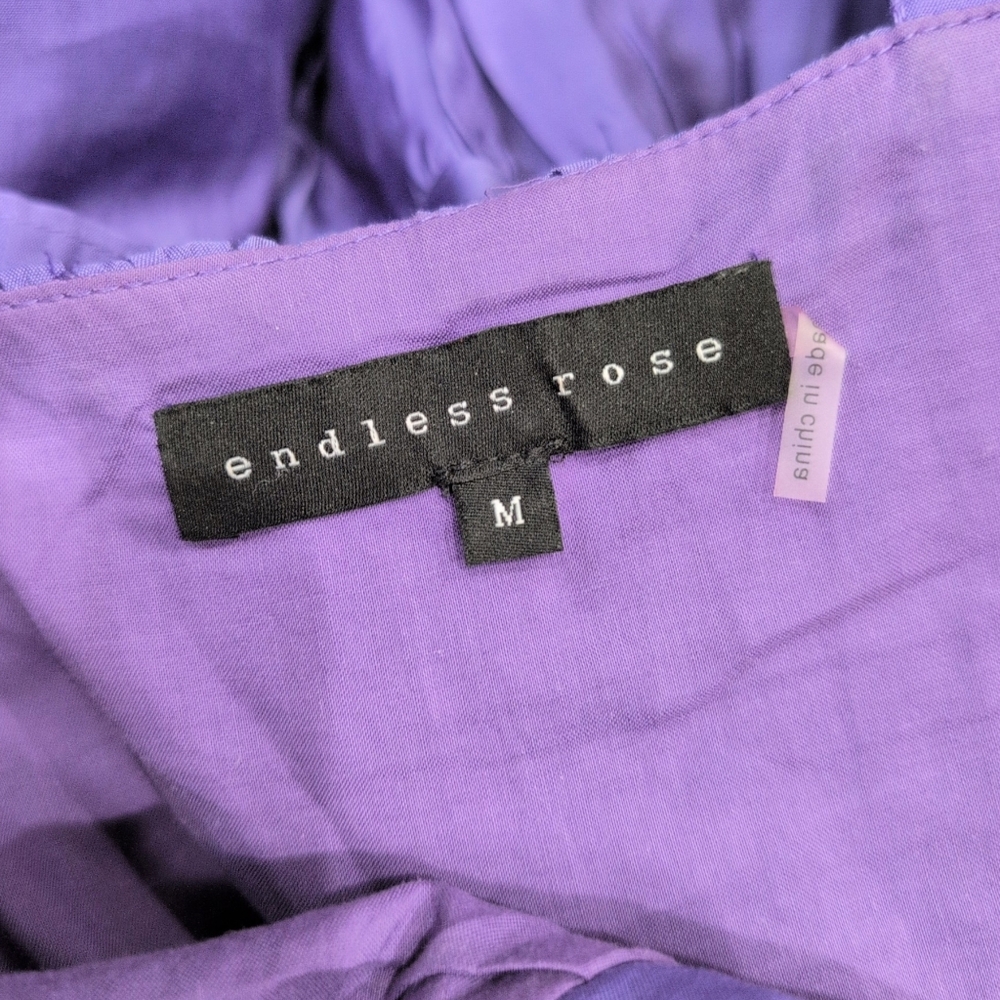 NWOT ENDLESS ROSEPURPLE RUFFLE DETAIL MINI DRESS Medium - Picture 6 of 6